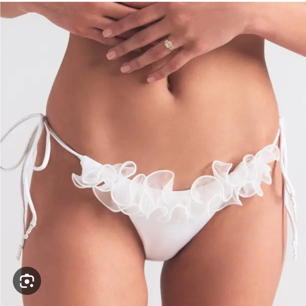 NWT SKIMS Bridal swim White Ruffle Tie-Side Bikini new  honeymoon wedding